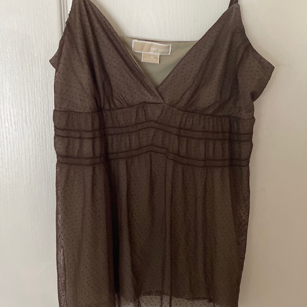 Michael Kors Brown Lacey strappy top L